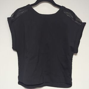 Banana Republic Black Boxy Crop T-Shirt with Cap Sleeves